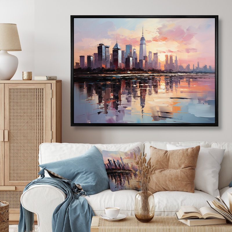 Gratte-ciel Giants Plastel III - impression, Cadre flottant noir, 24" H x 32" W