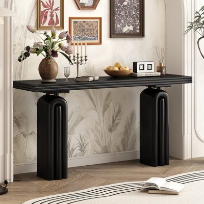U_STYLE Console chic, élégante et luxueuse en placage d'acacia, convient au vestibule, au couloir, au salon, au vestibule, au couloir