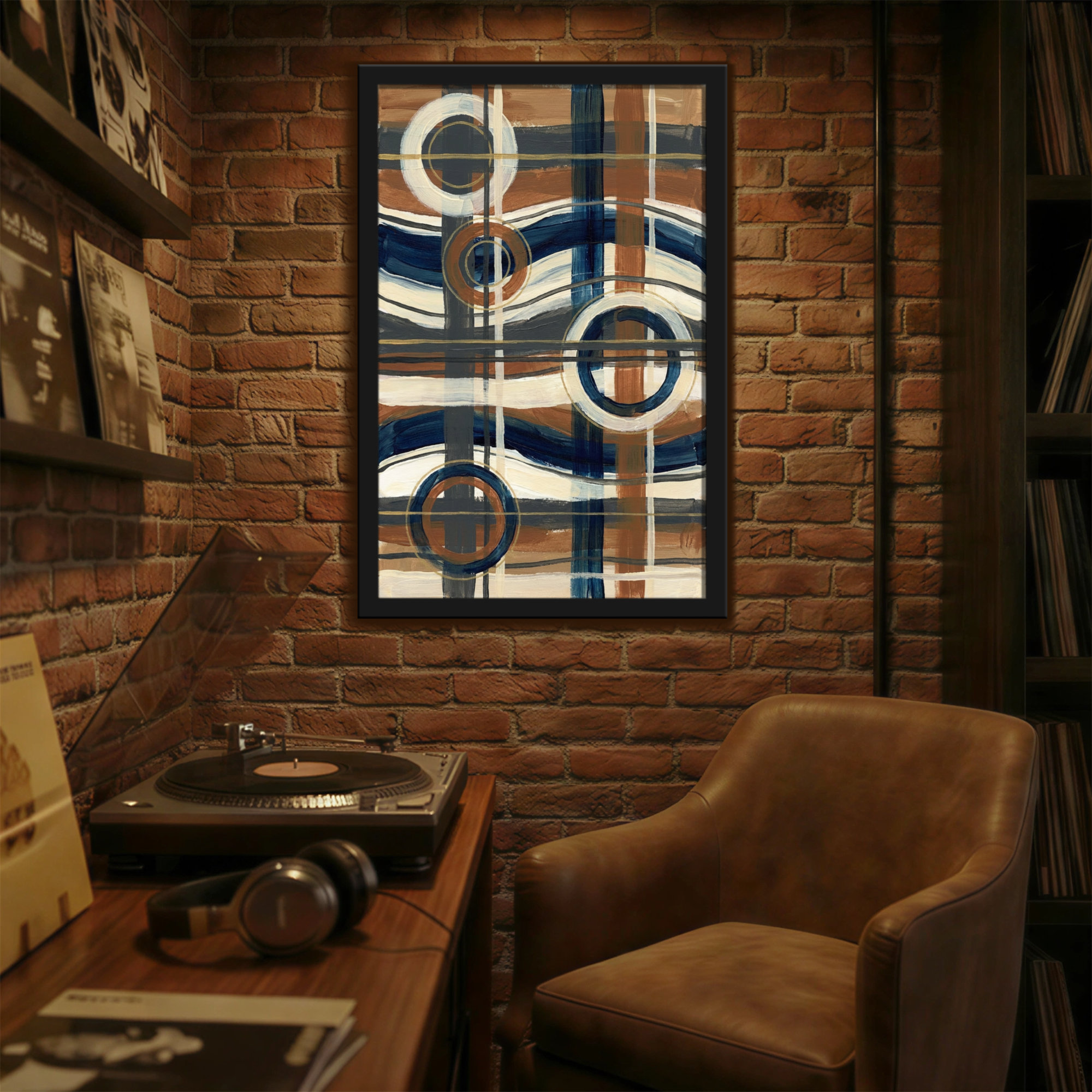 Winston Porter Abstract Abstract Geometric Circles And Stripes Pattern ...