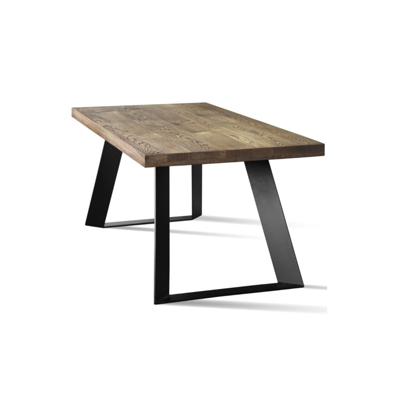 Meadowdale Oak Rectangular Wood Top Dining Table with Steel Base