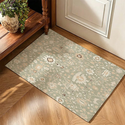 Tapis d'appoint vintage à motif floral gris pâle 47 x 31 pouces