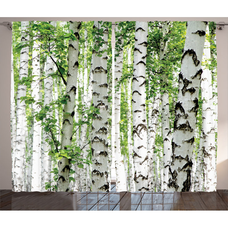 Woodland Floral Semi-Sheer Rod Pocket Curtain Panels, 54" x 63"
