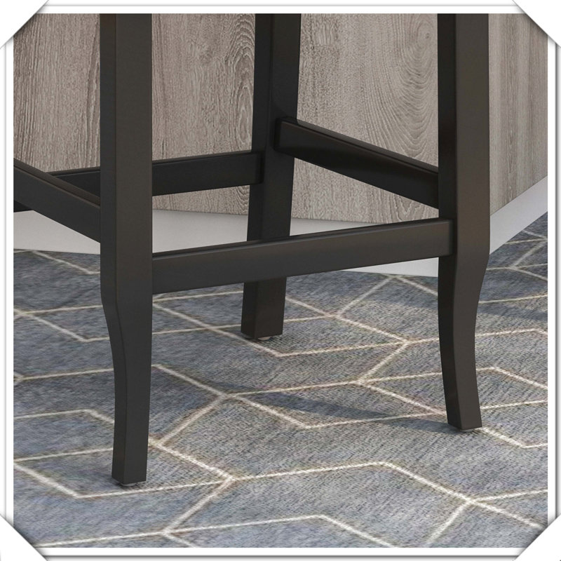 Set Of  2 Contemporary Fabric Tufted Wingback Counter Stools Set Practical Versatile Durable Stylish, Charcoal