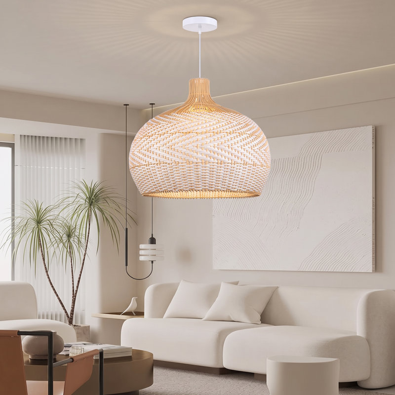 Luminaire suspendu en forme de dôme blanc à 1 lumière Aribella, H 21,65 po x l 23,62 po x P 23,62 po