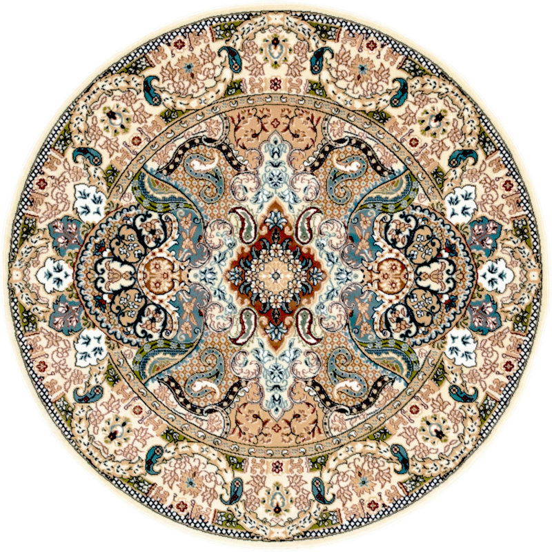Tapis bleu marine / ivoire Eleanor, Rond 10pi, Cream
