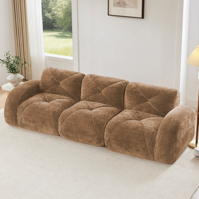 110-Inch Modular Sectional Sofa With Tufted Velvet Upholstery, High-Density Sponge Cushioning, And Ergonomic Anti-Slip Design For Ultimate Comfort.