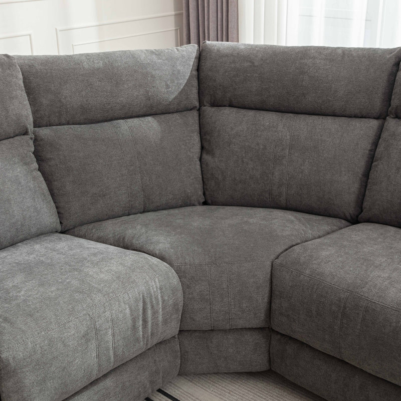 Satori 6-Piece Polyester Blend Upholstered Power Reclining Sectional with with Adjustable Lumbar Support, Headrests and Footrests