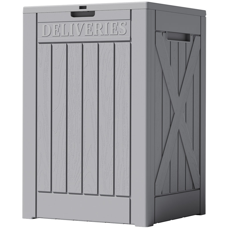 Boîte de livraison de 48 gallons en résine pour l'extérieur, boîte de rangement imperméable et verrouillable, Gris