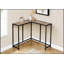 Table d'appoint d'angle étroite au design contemporain pour les entrées et les petits espaces, plateau en stratifié brun, base en métal noir-2140375216