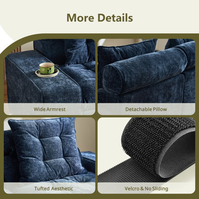 106.3" Wide 2-Piece Frameless Chenille L-Shaped Sectional Sofa with Chaise, Deep Seats, No Assembly Required