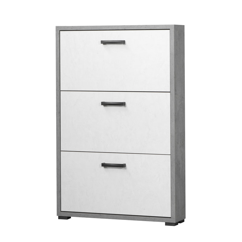9 Pair Flip Down Shoe Storage, Oxide/White Concrete