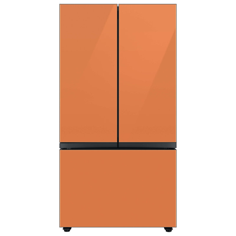 Samsung Bespoke 30 cu. ft. 3-door Refrigerator with Beverage Center and Custom Panels Included, Clementine Glass