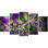 Green Purple Exotic Pattern - 5 Piece Wrapped Canvas Graphic Art