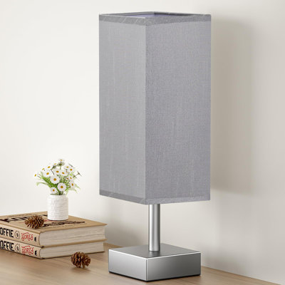 Petite lampe de table - lampe de chevet pour chambre à coucher, lampe de table de chevet minimaliste avec abat-jour carré en tissu, lampe de bureau pour chambre d'enfant