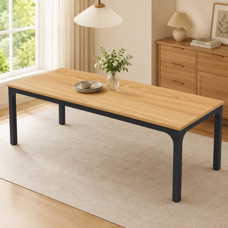 Table de salle à manger rectangulaire de 198 cm (78 pouces) pour 6 à 8 personnes, grande table de cuisine avec plateau en bois d'ingénierie et structure métallique robuste, idéale pour les soupers entre amis.