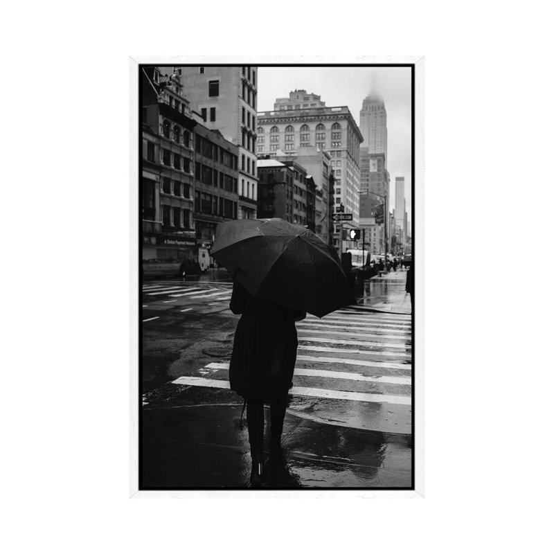 Rainy New York IX by Bethany Young - Print on Canvas, 66.04cm H x 45.72cm W x 3.81cm D, White Framed