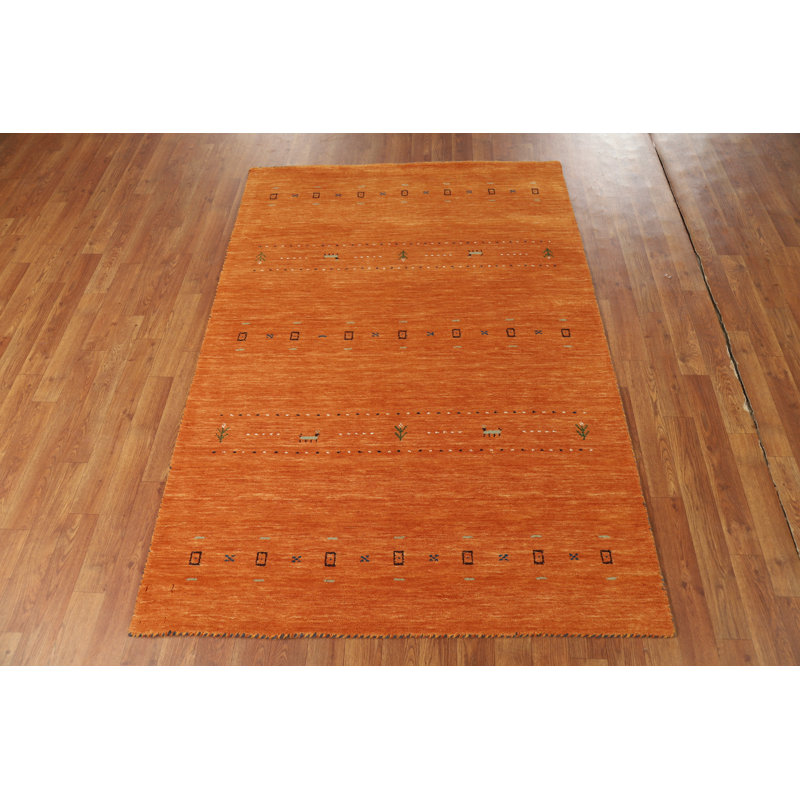 Handmade Orange Rust Gabbeh Oriental Rug 4x6