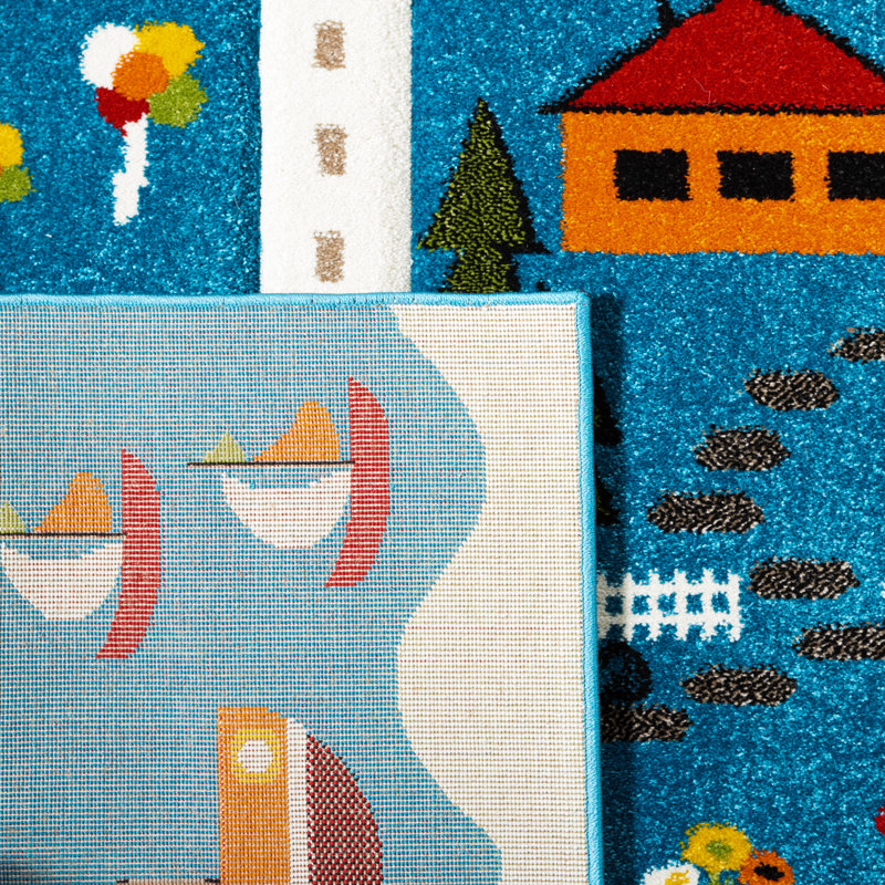 Tapis bleu / beige Zeno, Ovale 4 pi x 6 pi