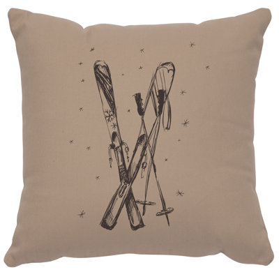Wooded River Image Pillow - Ski's - Cotton Alabaster