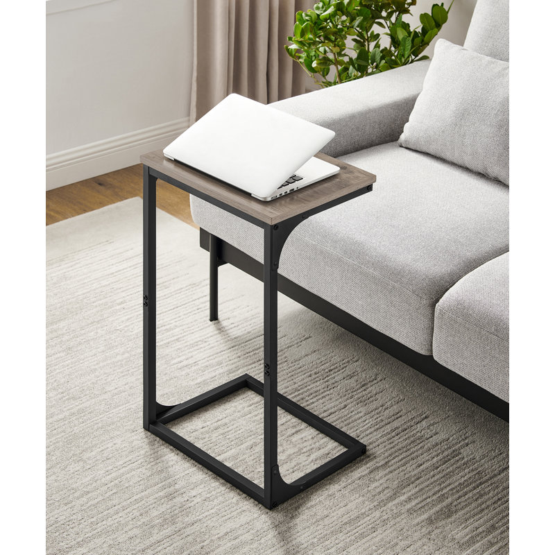Aryell Pedestal End Table, Heather Greige, Black
