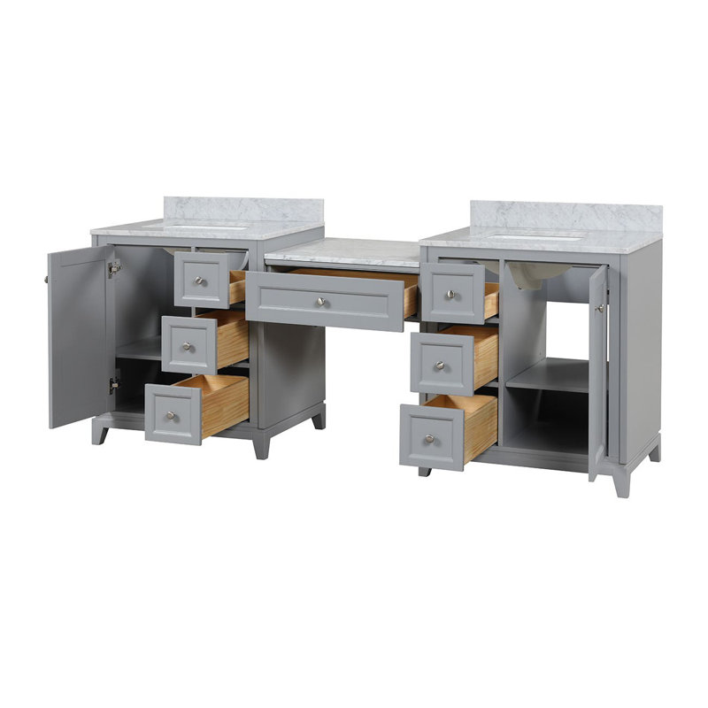Atwell 84 Inch Modern Console Vanity 82.25;82.25'' Double Bathroom Vanity with Marble Top, Gray