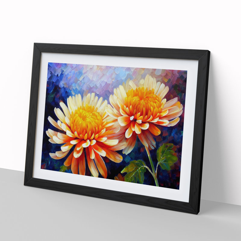 Chrysanthemum Flowers Vol.2 - Framed Print, 46cm H x 64cm W x 2cm D, Black Framed