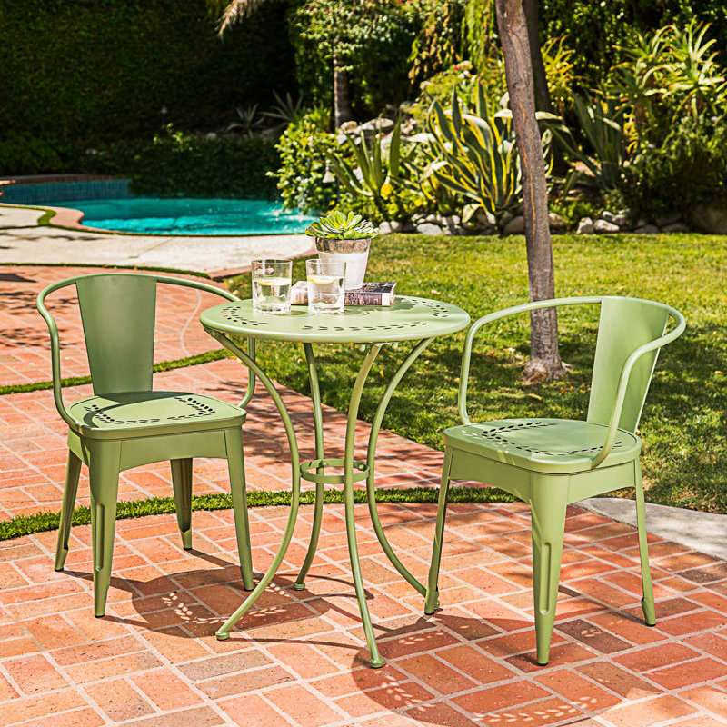 Charming 3-Piece Metal Bistro Set, Green
