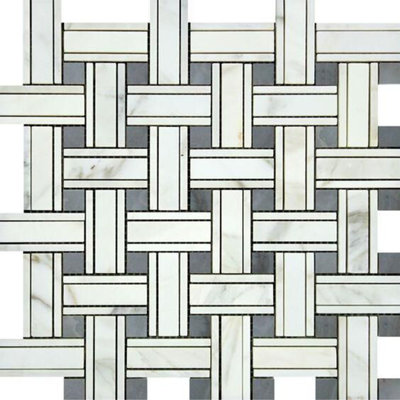 Basketweave Polished Marble Tile