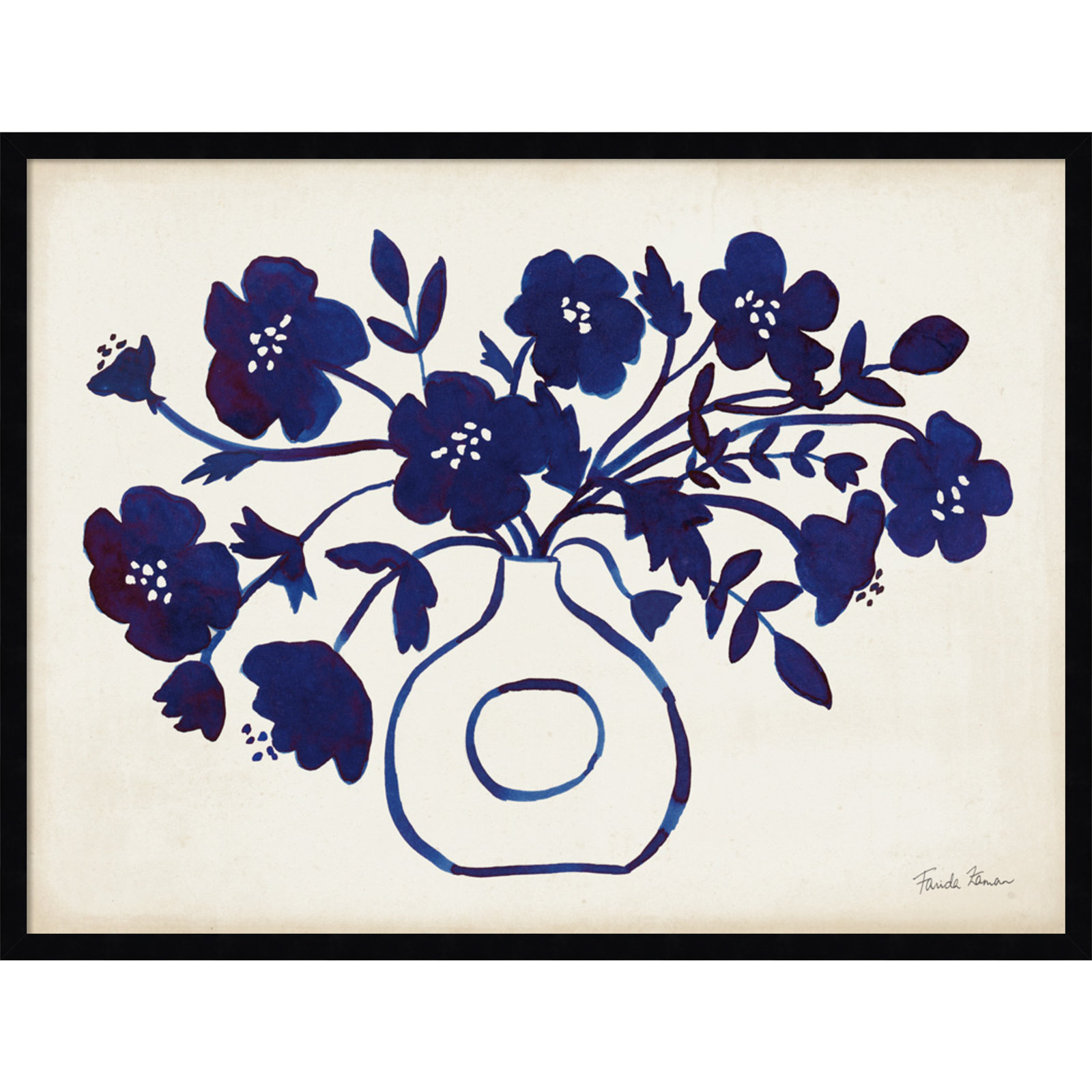 Modern Blue by Farida Zaman, Black, 25" H x 33" W x 1" D