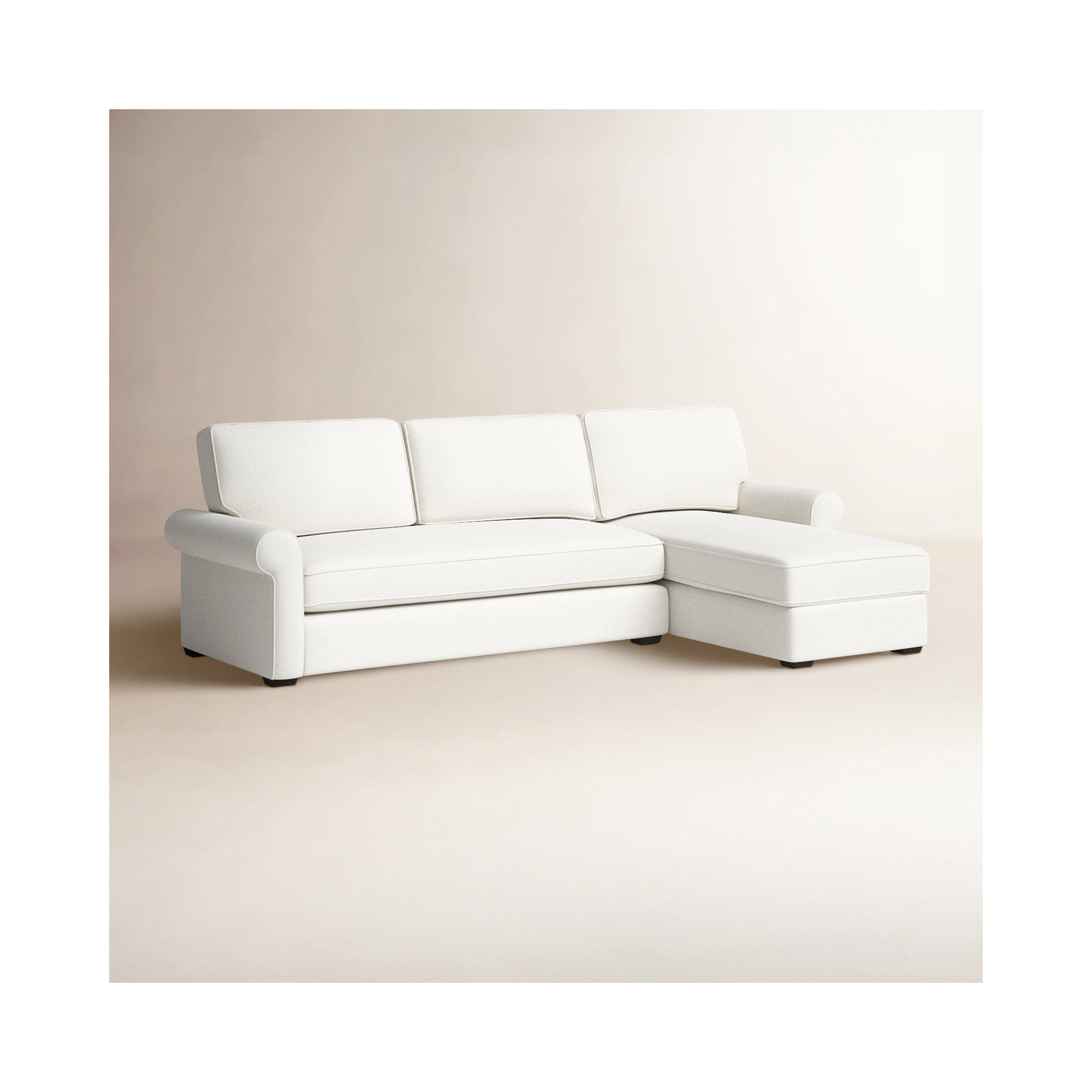 Porter Upholstered Chaise L-Sectional, Right Hand Facing, Nomad Snow Crypton® Chenille