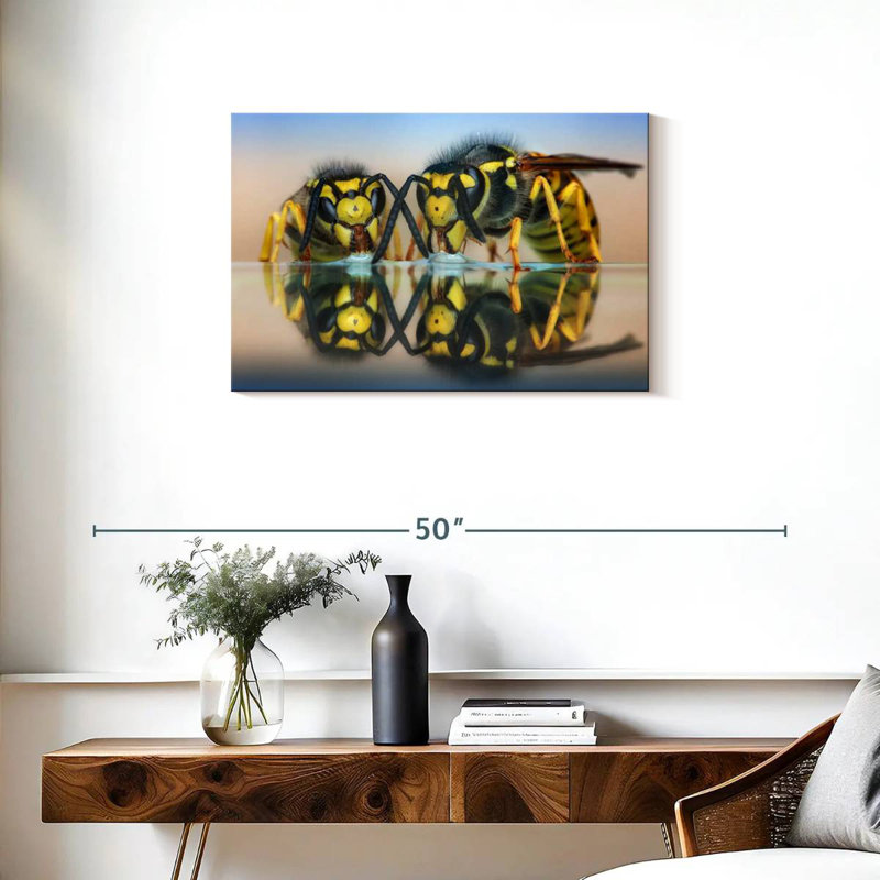 Brampt Two Wasps On Glass Table, 20" H x 30" W