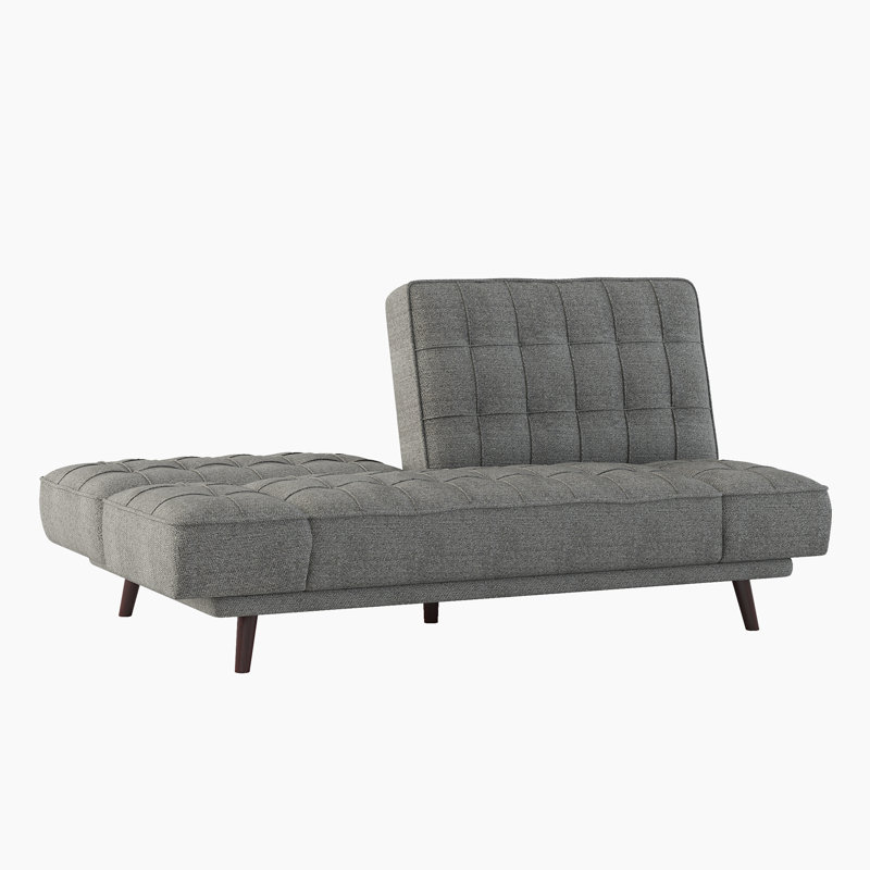 Lihi 79.5'' Modern & Contemporary Chenille Convertible Sofa Bed with Drop-Down Back, Tufted Details, Dark Gray