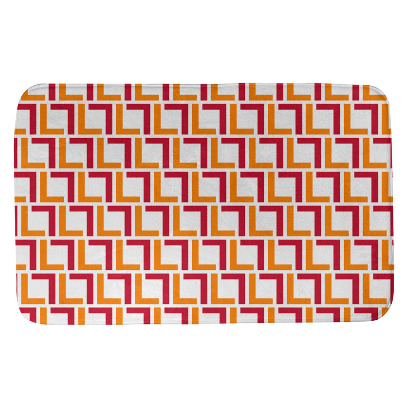 Tapis pour salle de bain Baltimore, l 17 po x L 24 po, White/Orange/Red