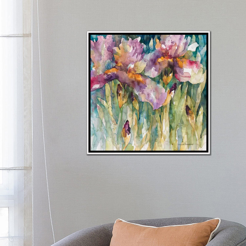 Iris sibérien par Annelein Beukenkamp - reproduction d'art, Aucun mat, H 26 po x l 26 po x P 1,5 po, Toile blanche encadrée