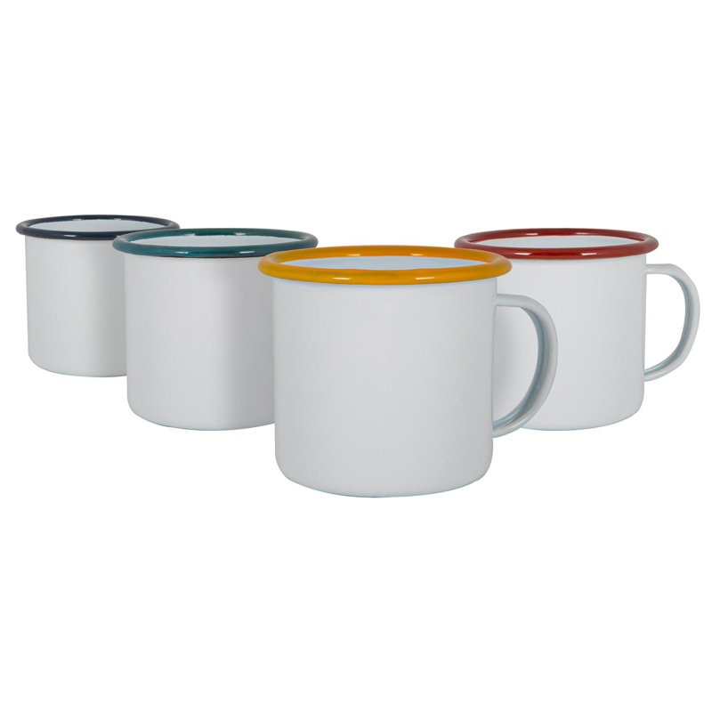 Argon Tableware - Coloured Enamel Mugs - 375ml - 4 Colours, 375 ml, White