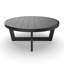 Table basse ronde d'extérieur avec structure en aluminium et plateau à lattes d'aspect bois-9475601