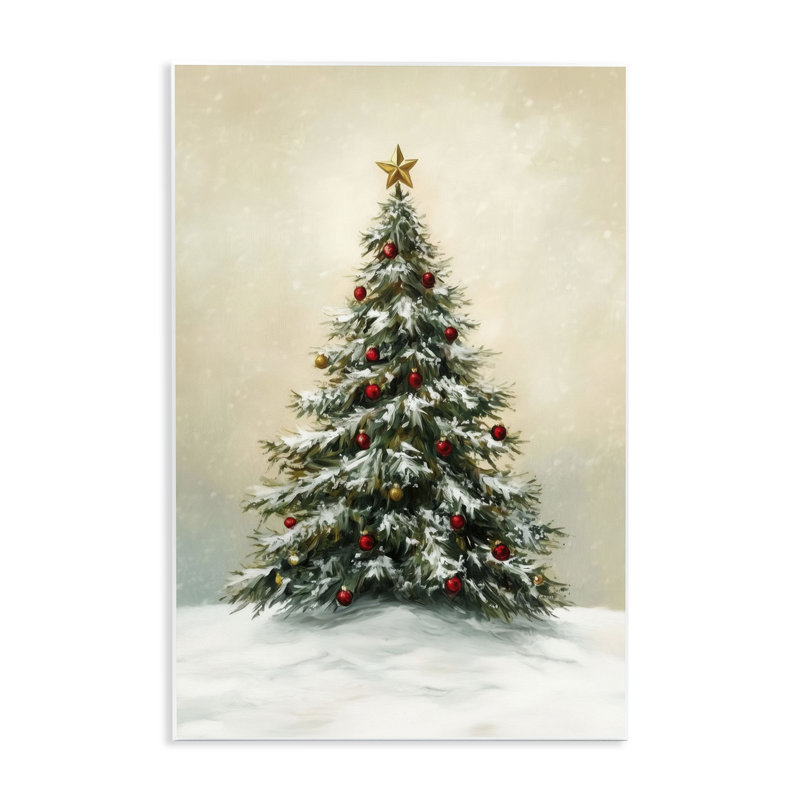 Plaque murale arbre d'hiver avec ornements, design par LSR Design Studio, H 19 po x l 13 po