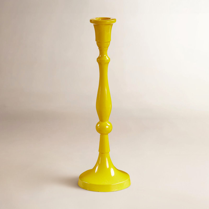 Albie Zahra Metal Yellow Taper Candle Stick, 10.5"