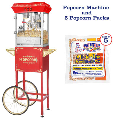 8 oz. Great Northern Popcorn Machine à maïs soufflé bouilloire avec chariot