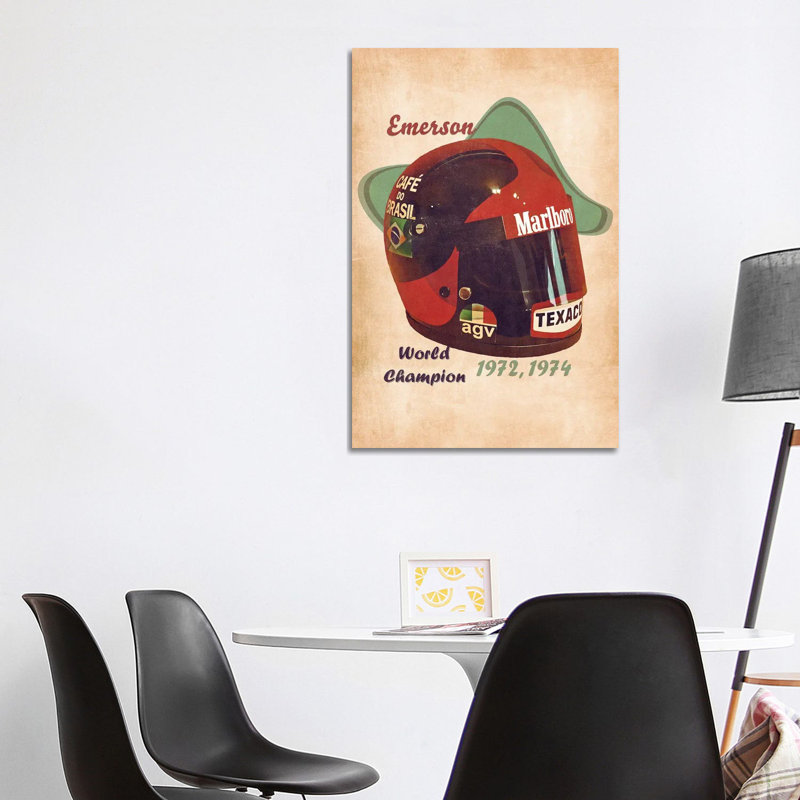 Emerson Fittipaldi's Helmet Retro - Wrapped Canvas Painting, 101.6 cm H x 66.04 cm W x 3.175 cm D