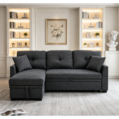 Canapé-lit modulaire en L de 76,5 po avec méridienne réversible avec rangement et canapé-lit convertible moderne avec 2 pollows