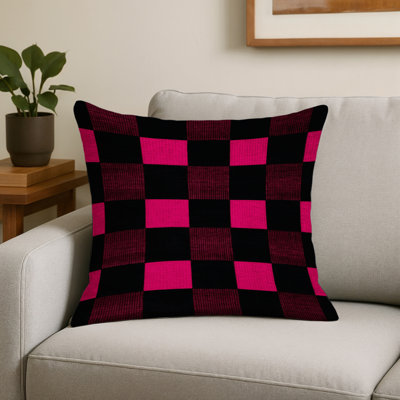 Coussin décoratif à carreaux brun intérieur et extérieur