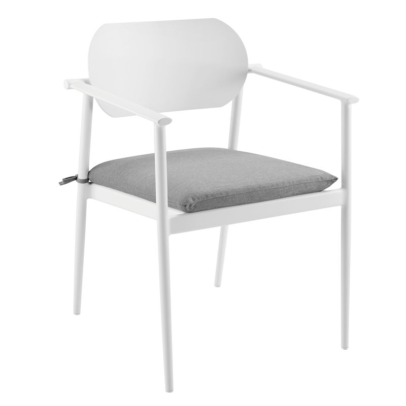 Aeris White and Light Gray Aluminum Stackable Outdoor Dining Armchair Set