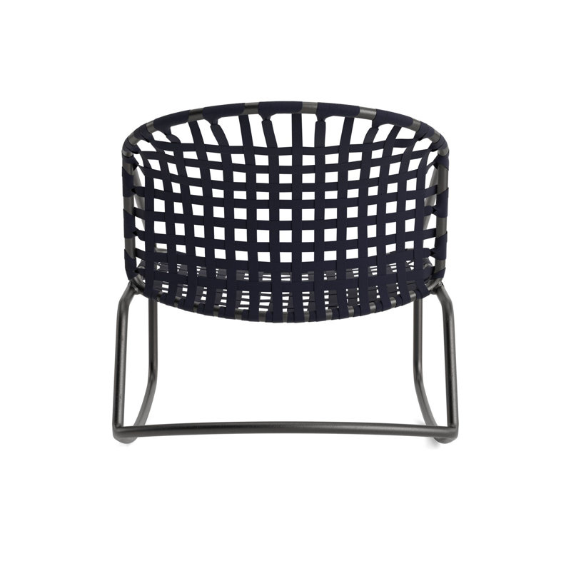 Kantan Outdoor Lounge Chair, Textured Pewter/Marine Suncloth Lace