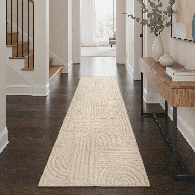 Tapis d'intérieur lavable texturé antidérapant en laine, Tapis de couloir 2 pi 4 po x 8 pi