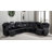 Snuggle Dark Vegan Leather Sectioanal Living Room Sofa Set With Cup-Holders ,Wireless Charging And LED Lights