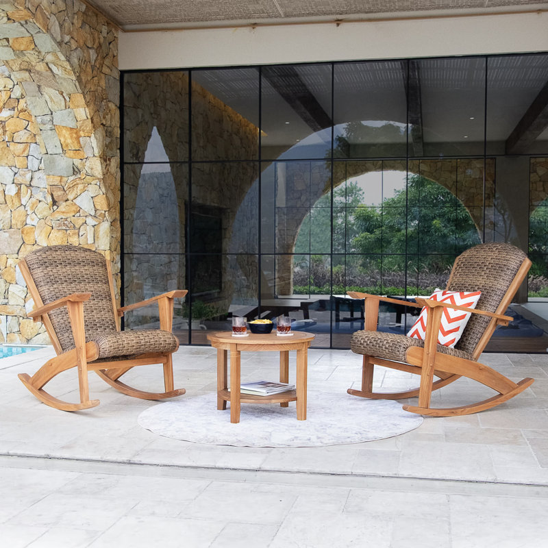 Brighton 2 - Person Teak Outdoor Seating Group With Wicker