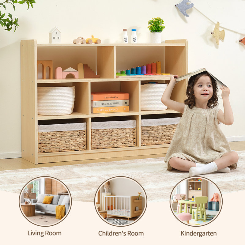 Montessori Shelf 8-section Monier 31.5'' H X 44.6'' W Toy Storage