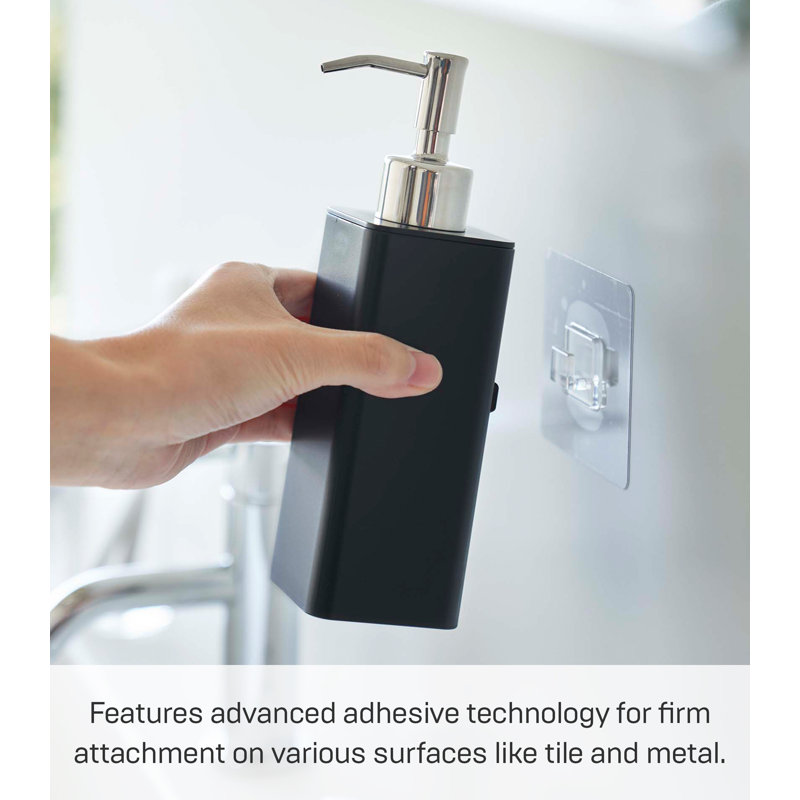 Black Adhesive Wall-Mounted Soap Dispenser with Stainless Steel Pump