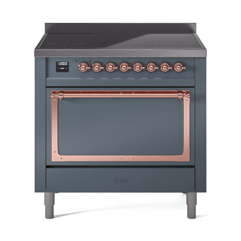ILVE Nostalgie II Noblesse 36 in Induction Range, Blue Gray/Copper